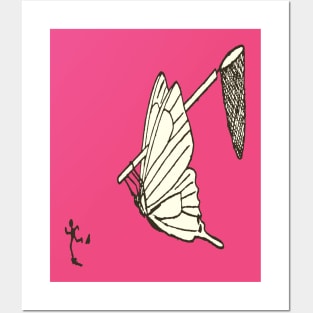 Cartoon Of A Butterfly Catching A Human Posters and Art